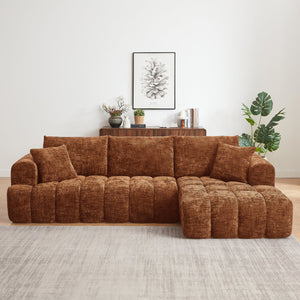 English Elm Chenille L-Shape Oversized Luxury Sectional Sofa - Minimalist Design, Comfy Sleeper For Any Space W2339S00037