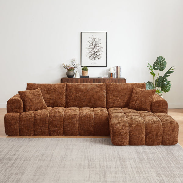 English Elm Chenille L-Shape Oversized Luxury Sectional Sofa - Minimalist Design, Comfy Sleeper For Any Space W2339S00037