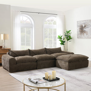 English Elm 116'' Fully Compressed Sofa with Legless Chenille Design, High-Density Comfort, Modular Flexibility and No Assembly Required Brown N723S9707D