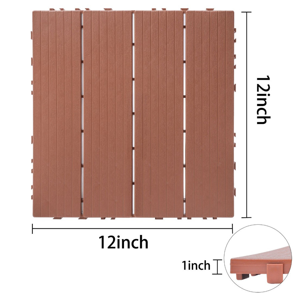 English Elm Plastic Interlocking Deck Tiles Hardwood Look Waterproof Patio Pool Outdoor 44 Sqft W2882P204558