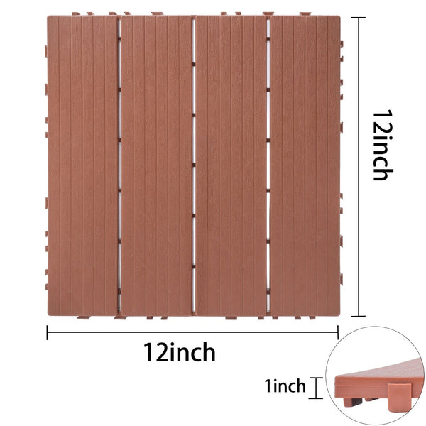 English Elm Plastic Interlocking Deck Tiles Hardwood Look Waterproof Patio Pool Outdoor 44 Sqft W2882P204558