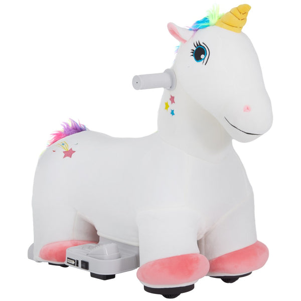 English Elm Qaba Battery Powered Toddler Ride on Pony with Music Soft Touch Foam Seat Pu Wheels White W2225P249817
