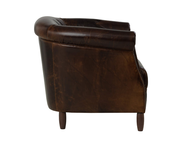 Sunpan Marjorie Lounge Chair - Vintage Chesterfield Style In Luxurious Chocolate Italian Leather Finish Brown Leather 112161