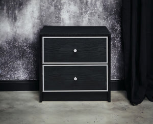 English Elm Jabir Modern Black & Silver Accent Table with Two Drawers, Composite Wood Storage, Sleek Design B2726P243246