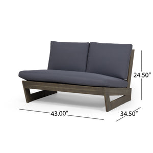 English Elm Christopher Knight Home® - SHERWOOD Loveseat with Acacia Wood Frame, Water-Resistant Cushions & Slatted Paneling for Patio Comfort and Durability DARK GREY 64868.00DGRY