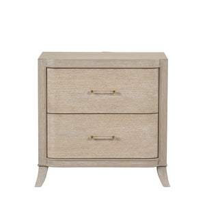 English Elm Transitional Oak Veneer Nightstand with Usb Charging Dovetail Drawers Acrylic Pulls B2741P435317