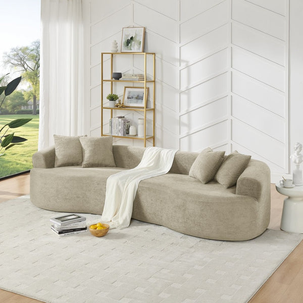 English Elm Modern Chenille Cloud Sectional Sofa Curved 4 Seat Living Room Couch Ready to Use Camel W1413S00132
