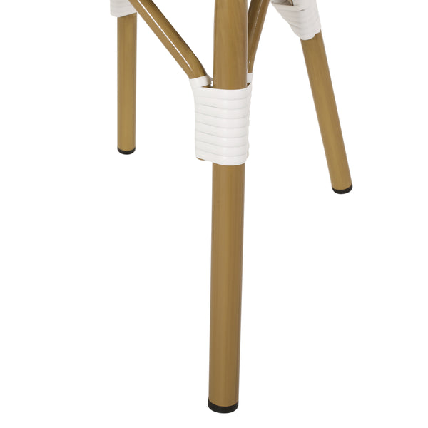 English Elm Christopher Knight Home® - Outdoor PE Rattan French Bistro Chairs Set of 2 – Aluminum Frame, Bamboo Finish, Gray & White Chic Seating 69960.00GRY