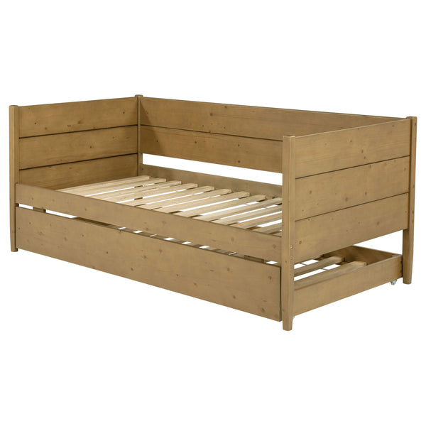 English Elm Stewart Twin Daybed With Trundle — Solid Natural Wood Frame, Warm Grain Finish, Space-Saving Guest Bed Setup B062S01300