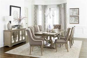 English Elm Traditional Button-tufted Dining Armchairs Set of 2 Nailhead Trim Cream Polyester B011P467872