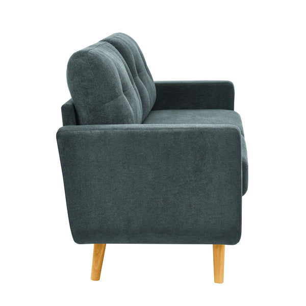 English Elm 67.7" Mid-Century Modern Tufted Upholstered Loveseat Sofa with Solid Wood Legs, Stylish Lounge Piece Grayish Green B343P320254