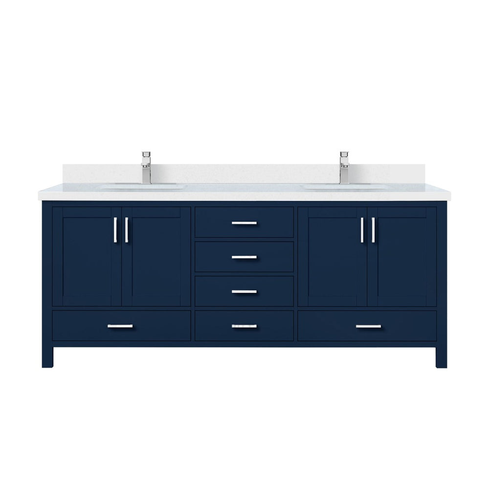 English Elm Navy Solid Wood Double Bathroom Vanity with Cultured Marble Top and Soft Close Storage B2731P259142