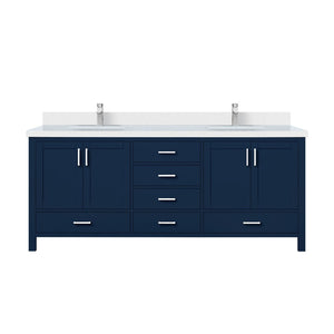 English Elm Navy Solid Wood Double Bathroom Vanity with Cultured Marble Top and Soft Close Storage B2731P259142