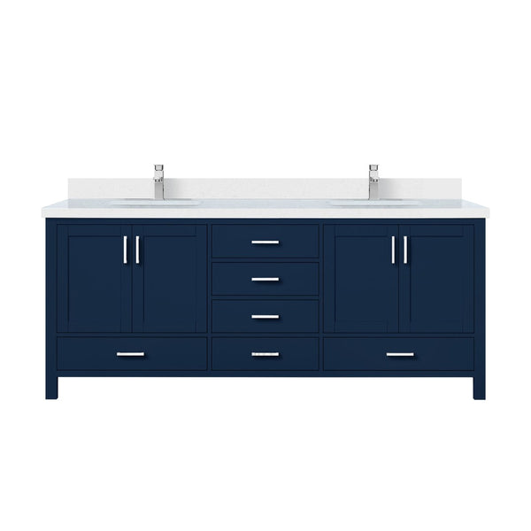 English Elm Navy Solid Wood Double Bathroom Vanity with Cultured Marble Top and Soft Close Storage B2731P259142