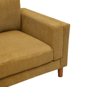 English Elm Corduroy Ribbed Upholstered Sofa with Square Arms Wooden Legs for Living Room Ginger B2748P412600