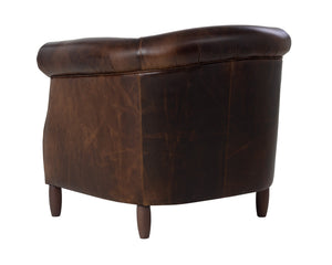 Sunpan Marjorie Lounge Chair - Vintage Chesterfield Style In Luxurious Chocolate Italian Leather Finish Brown Leather 112161