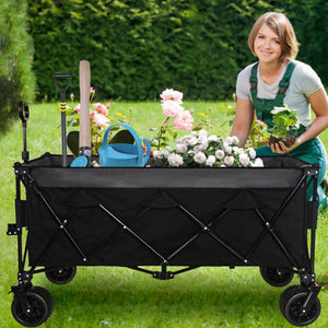 English Elm 51-inch Heavy Duty Folding Utility Wagon with All-terrain Wheels and 480lb Steel Frame W2932P289386