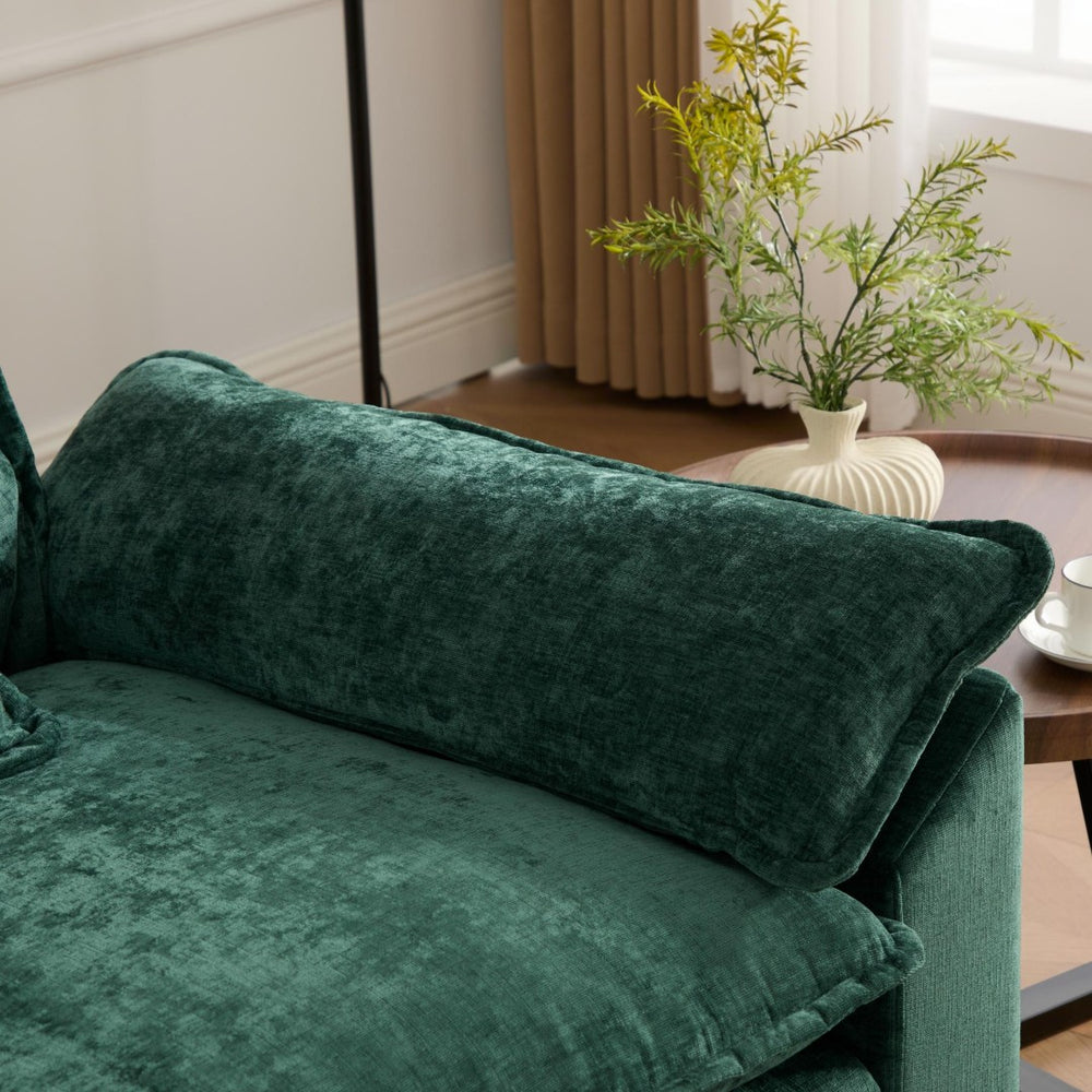 English Elm Cloud Sectional Armrest Module Chenille Upholstered Lounge Piece for Modern Living Spaces Green W1143P378698