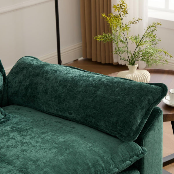 English Elm Cloud Sectional Armrest Module Chenille Upholstered Lounge Piece for Modern Living Spaces Green W1143P378698