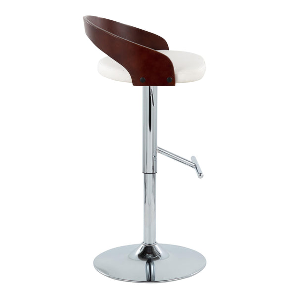 English Elm Grotto Mid-Century Barstool Set of 2 — Adjustable Swivel Faux Leather Seats, Chrome T-Footrest, Cherry B202S00925