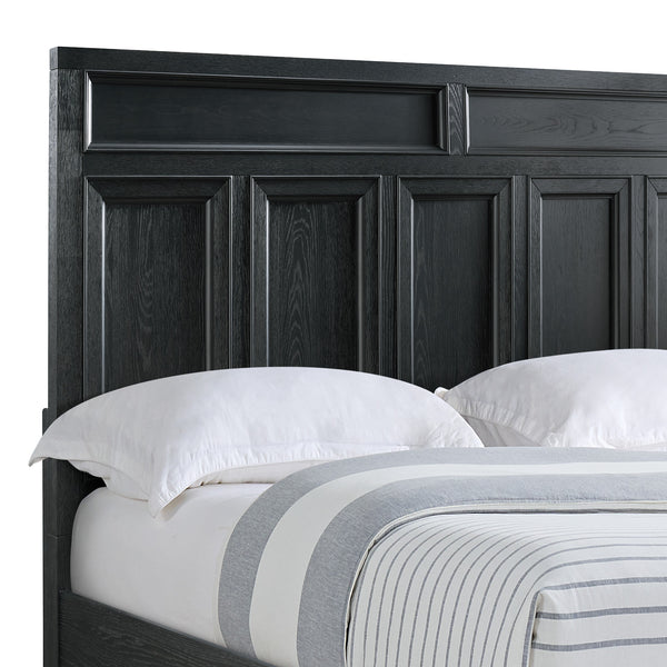 English Elm Wallace & Bay - Ebony King Storage Bed with Dual Footboard Drawers, Black Wood Frame, Durable Classic Design for Home Comfort B361S00025