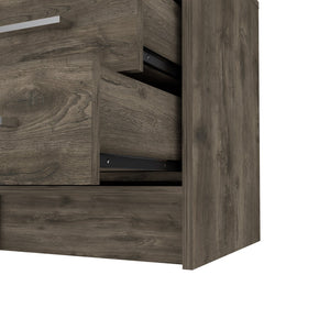 English Elm Philadelphia Nightstand with Two Drawers and Concealed Shelf, White & Light Oak Accent, Sleek Storage Design Brown 23 L x 23 W x 7 H B128P148957