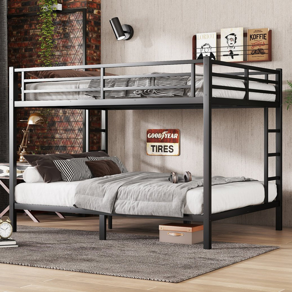 English Elm Metal Queen-Over-Queen Bunk Bed For Teens & Adults - Sturdy, Space-Saving, Noise-Reducing Design W1580S00340