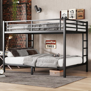 English Elm Metal Queen-Over-Queen Bunk Bed For Teens & Adults - Sturdy, Space-Saving, Noise-Reducing Design W1580S00340