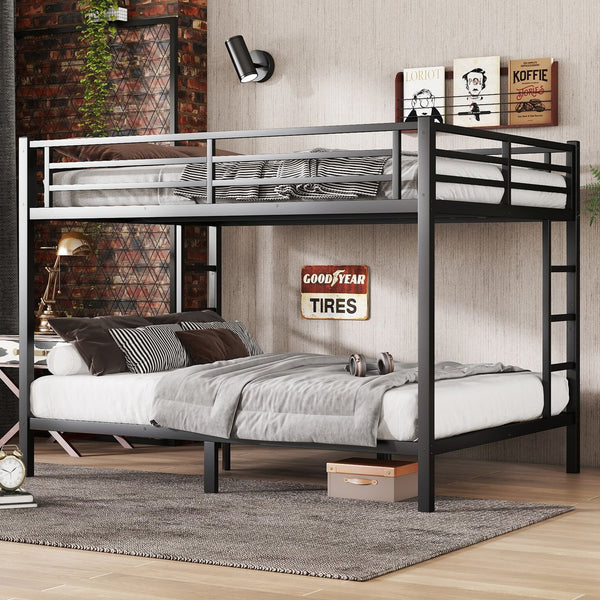 English Elm Metal Queen-Over-Queen Bunk Bed For Teens & Adults - Sturdy, Space-Saving, Noise-Reducing Design W1580S00340