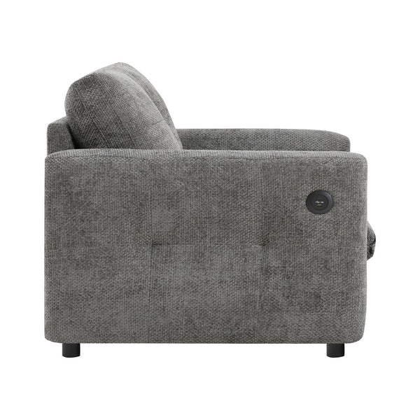 English Elm 42*33" Single Sofa Armchair with Wide Seat, Tufted Chenille, High-Density Foam, Dual USB Charging Ports, Luxe Comfort for Living Rooms Gray N723P305133E