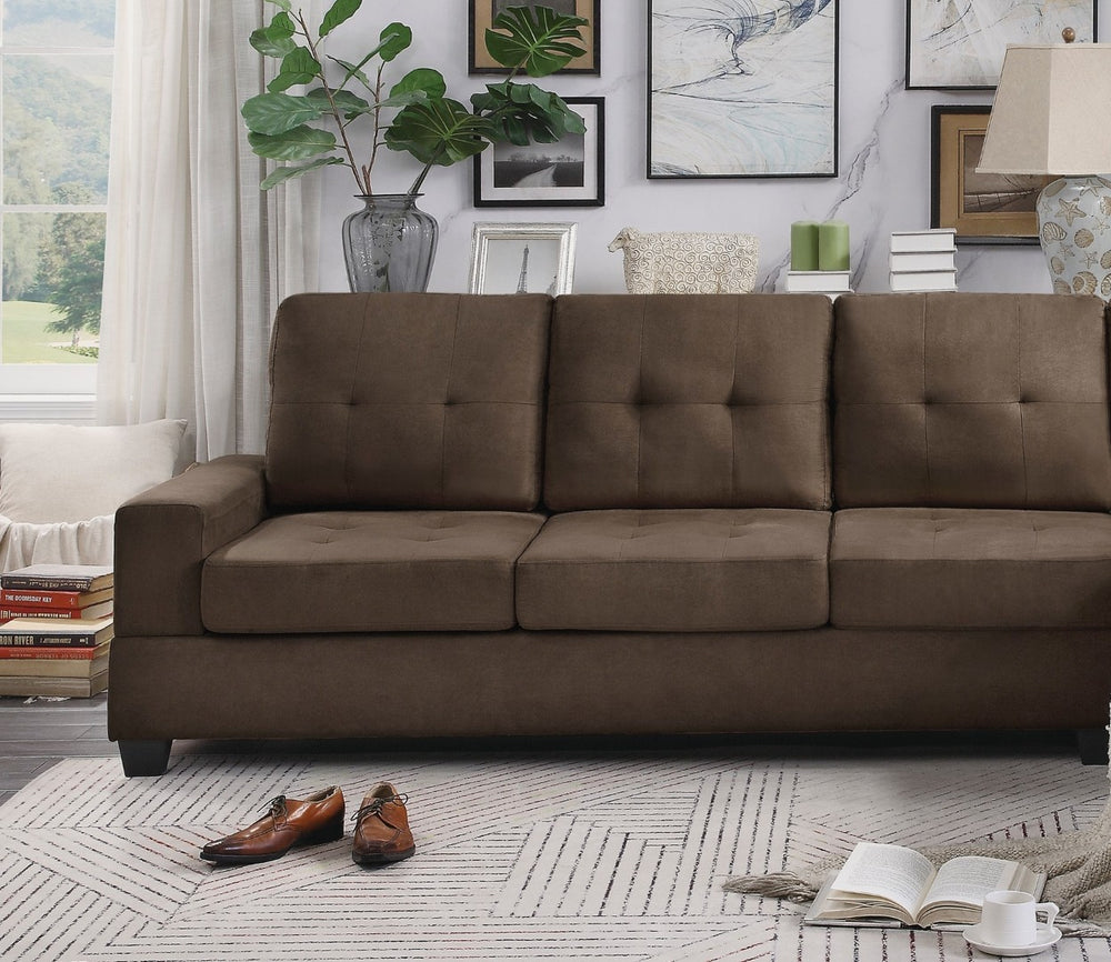 English Elm Modern Microfiber Sectional Sofa with Tufted Cushions Reversible Chaise and Built-in Cupholders Chocolate B011S00931