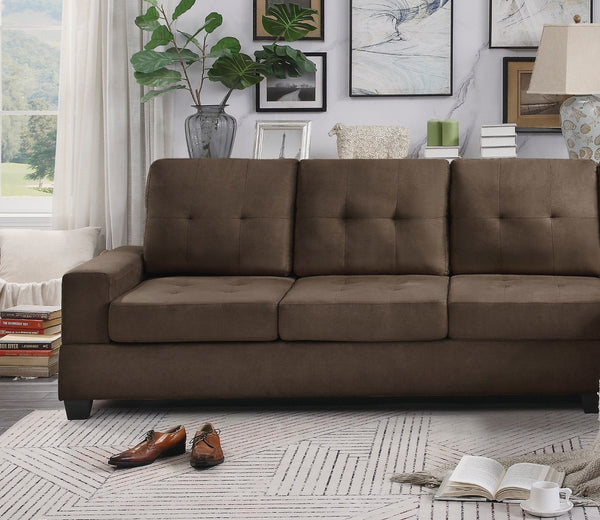 English Elm Modern Microfiber Sectional Sofa with Tufted Cushions Reversible Chaise and Built-in Cupholders Chocolate B011S00931