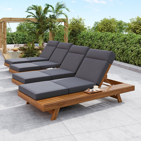 English Elm Christopher Knight Home® - Lounge Chaise Set With Adjustable Headrest, Weather-Resistant Cushions For Stylish Outdoor Comfort N770P253442T_N770P285267G
