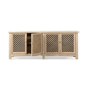 English Elm Arden Reclaimed Pine Sideboard with Lattice Doors Wide Dining Room Storage Buffet B2719P474440