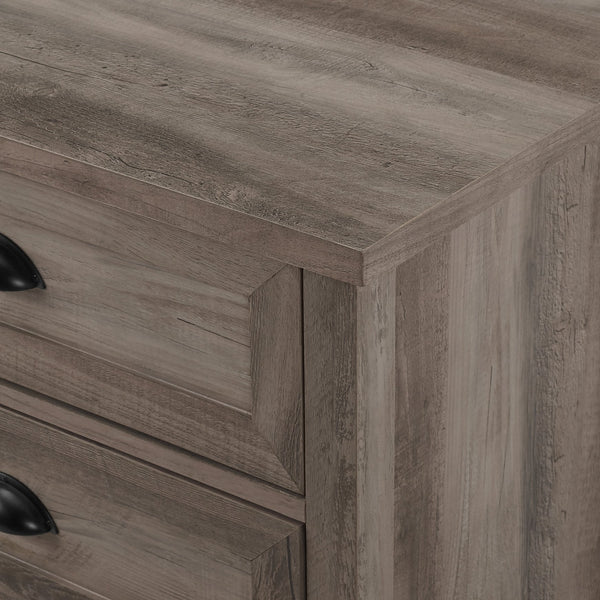 English Elm Walker Edison - Transitional Farmhouse 3-Drawer Nightstand with Framed Faces, Cup Handles, Smooth Glides, Durable MDF Finish Gray Wash 30 L x 22 W x 8 H B185P169301