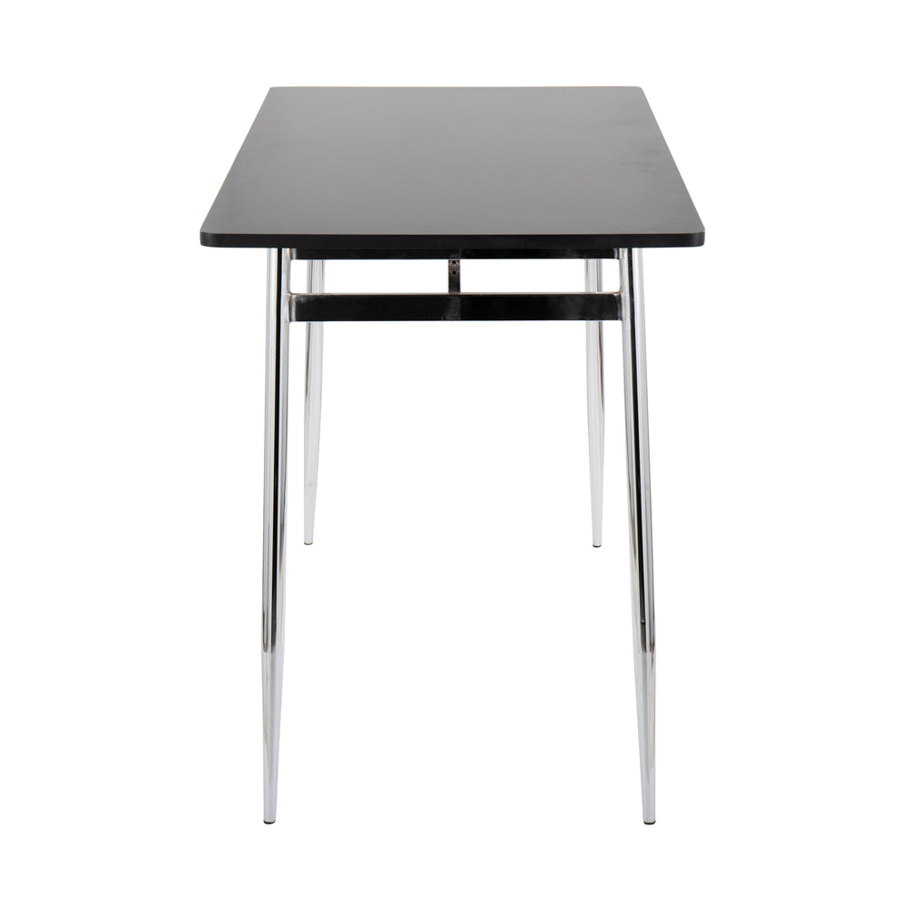 English Elm Marcel Contemporary Counter Table - Sleek Chrome Metal & Black Wood Design For Modern Spaces B202P223373