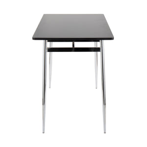 English Elm Marcel Contemporary Counter Table - Sleek Chrome Metal & Black Wood Design For Modern Spaces B202P223373