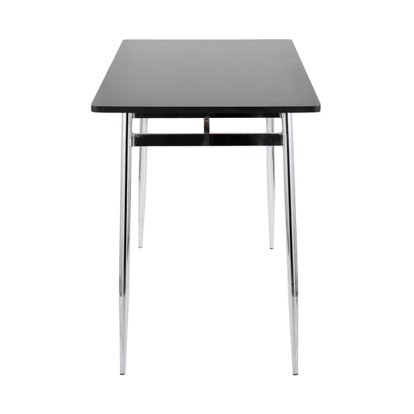 English Elm Marcel Contemporary Counter Table - Sleek Chrome Metal & Black Wood Design For Modern Spaces B202P223373