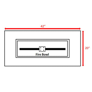 English Elm Concrete Propane Outdoor Fire Pit Table with 50,000 BTU, 16"H x 42"W x 20"D, Lava Rock Fill, Cover Included Charcoal B120P162826