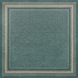 Unique Loom Outdoor Border Soft Border Machine Made Border Rug Teal, Ivory/Gray 13' 0" x 13' 0"