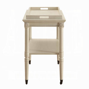 English Elm Antique 5-Shelf Kitchen Island Bar Cart with Sturdy Metal Legs, Thick Top, Rustic-Modern Sandy Grey Finish White B062P209302
