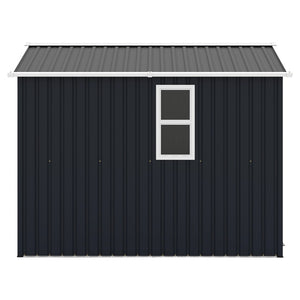 English Elm Campcraft 8x6 Outdoor Metal Storage Shed with Lockable Doors and Ventilation for Backyard Dark Gray W1598S00044