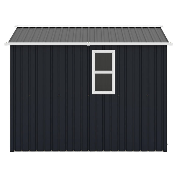 English Elm Campcraft 8x6 Outdoor Metal Storage Shed with Lockable Doors and Ventilation for Backyard Dark Gray W1598S00044
