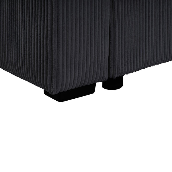 English Elm Oversized U-Shaped Sectional Sofa with Corduroy Upholstery, Deep Cushions, Chaise and 3 Pillows (115.3") Black N719S002060B