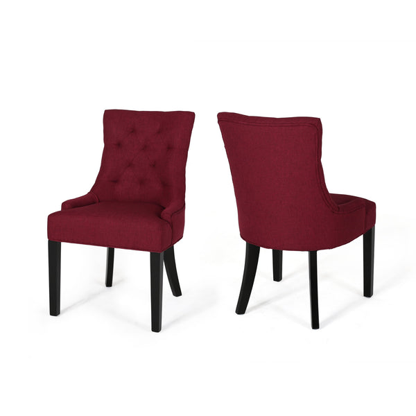 English Elm Christopher Knight Home® - Cheney Dining Chair Set Of 2 - Elegant Red Upholstered Tufted Chairs For Modern Dining Spaces 54181.00FDRED