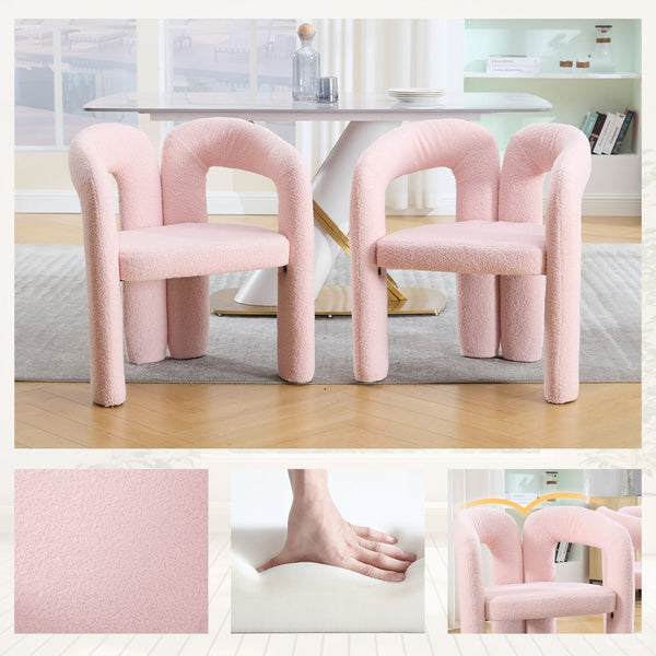 English Elm Contemporary Velvet Upholstered Barrel Accent Chair with Curved Support, Foam Seat, Steel Frame Finish Pink W395P224758