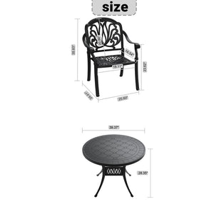 English Elm 5-piece Cast Aluminum Outdoor Dining Set with Ornate Carved Detail and Weather Resistant Frame W1710S00549