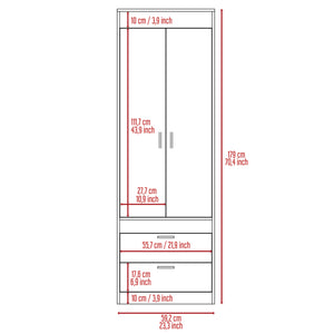 English Elm Lisboa Black Armoire with Hanging Rod, Double Doors & Two Spacious Drawers for Compact Spaces B200P188848