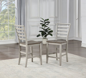 English Elm Steve Silver - Abacus 5-Piece Counter Height Dining Set with Double Drop Leaf, Ladderback Chairs, Smoke Grey Finish B081S00087