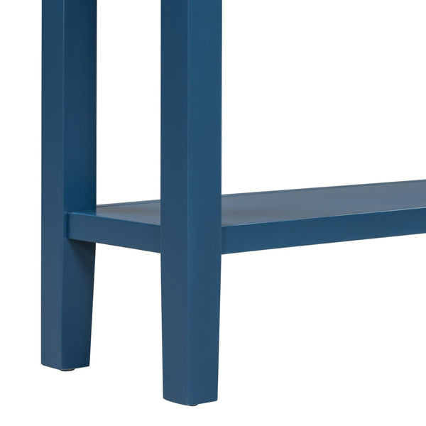 English Elm U_style Contemporary Console Table with 4 Drawers Pine Legs Open Shelf Foyer N711P218638V